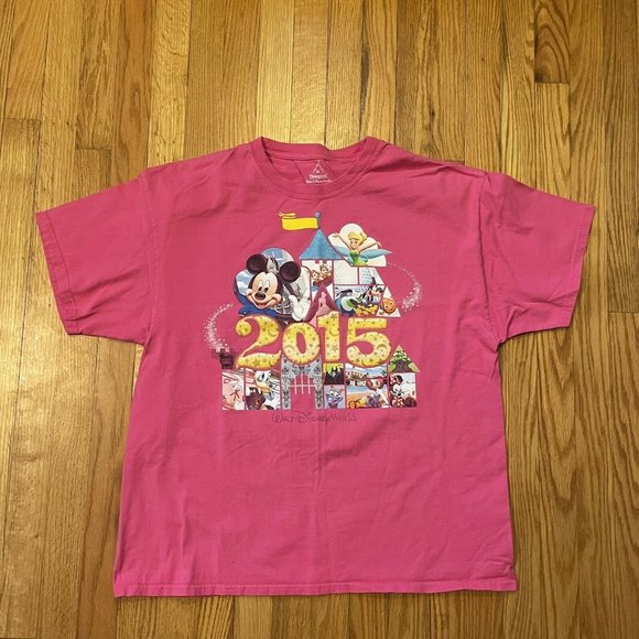 Walt Disney Tops Disneyland Walt Disney World 25 Tshirt Xl Mickey Tinker Bell Characters Pink Poshmark